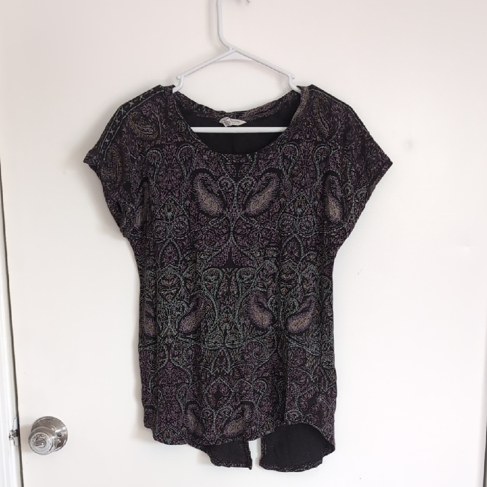 Gray Asymmetrical Cap Sleeve Blouse
